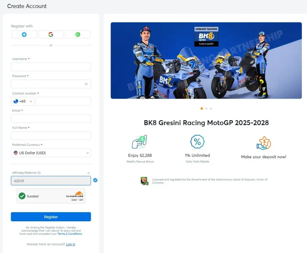 bk8 create account