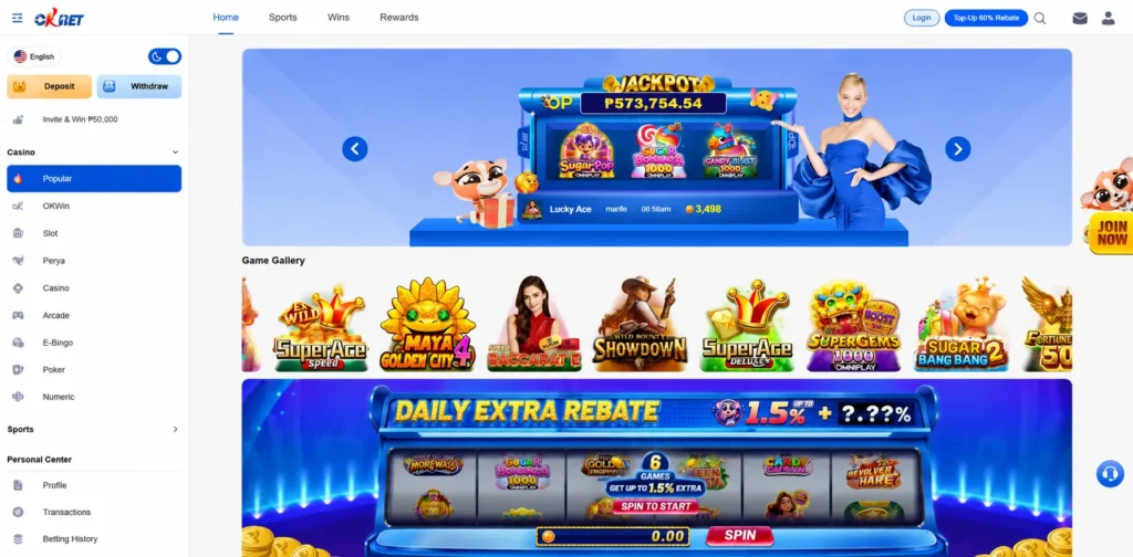 OKBet Philippines homepage sportsbook and casino platform