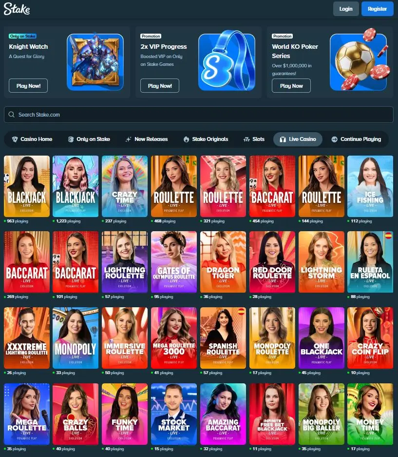stake live casino